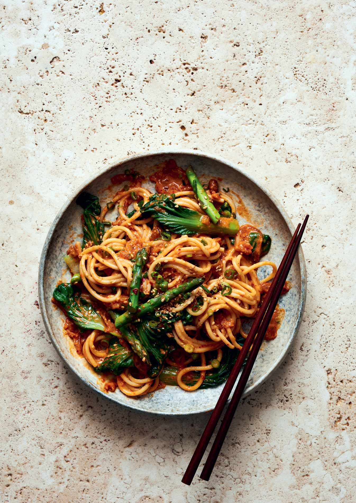 Ten Minute Miso Peanut Butter Kimchi Noodles